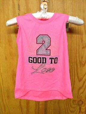 Diva Girls XL 14-16 Pink 2 Good To Lose Graphic Sleeveless Tank Top High Low